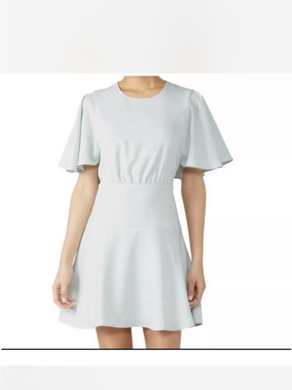 Club Monaco Pale Blue/Mint Flutter-Sleeve Fit & Flare Dress